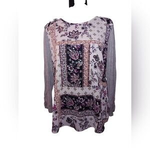 Maurices Floral Patchwork Long Sleeve Top